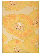 Yellow modern floral machine washable rug.